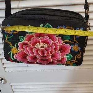 Embroidered cross body bag